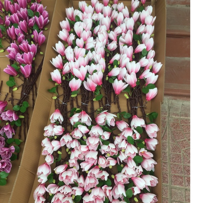 Cành hoa mộc lan nhựa 💥FREESHIP💥 Hoa giả đẹp như hoa thật