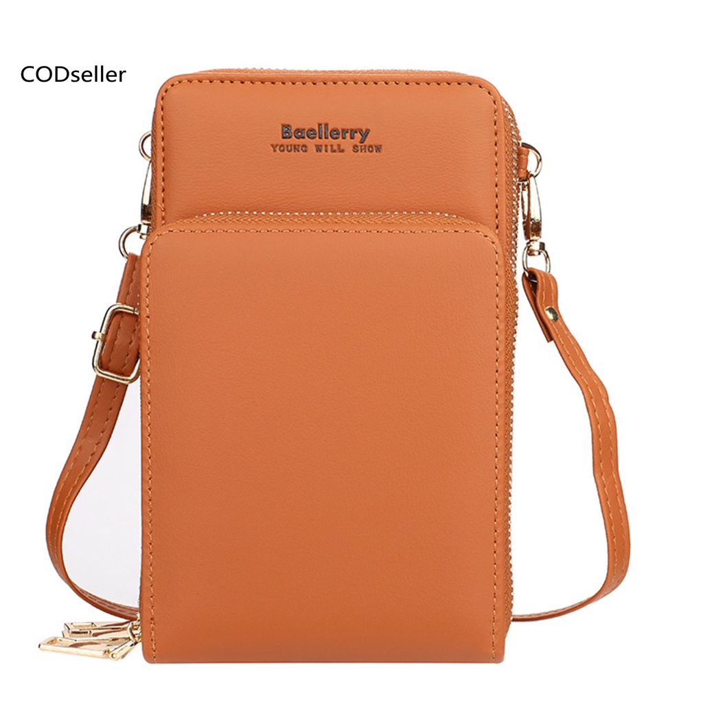 COD_ Solid Color Handbag Zipper Closure Women Messenger Bag with Multi Slots for Shopping