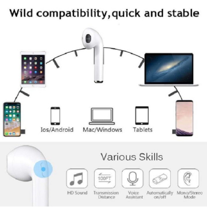 Tai Nghe Bluetooth Không Dây I9S Âm Thanh Cực Hay Dành Cho IOS Hoặc Android.