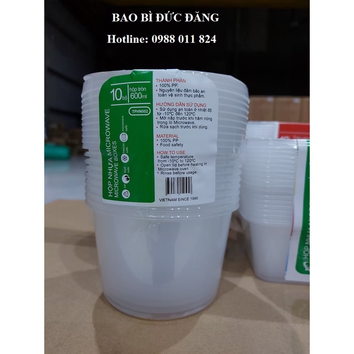 combo 1 thùng 450 hộp tròn microwave 600ml (kèm nắp)