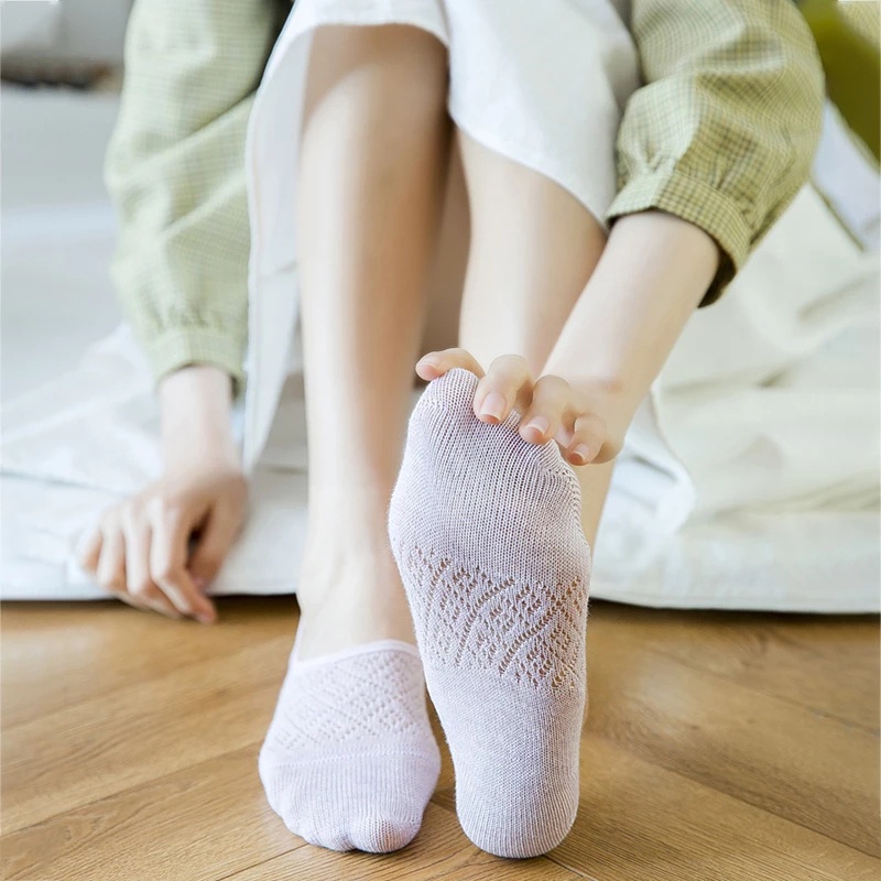 Đôi vớ thể thao vải cotton lưới mềm mỏng thoáng khí thoải mái chống trượt mùa hè phong cách Nhật Bản