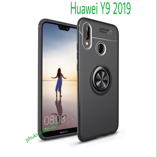 Ốp lưng Huawei Y9 2019 chống sốc giá đỡ kiêm nhẫn Ô tô hiệu Auto Focus cao cấp