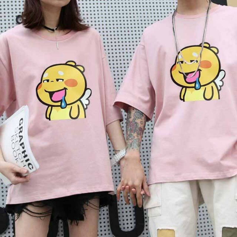 Áo thun cotton unisex nam nữ thích hợp mặc cặp,áo thời trang hè form rộng in hình dễ thương