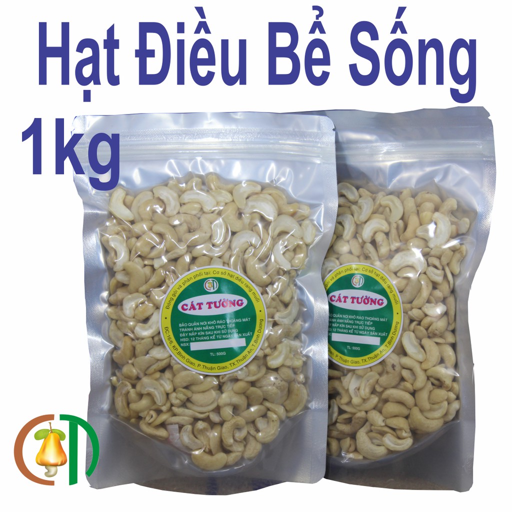 Hạt điều bể sống, điều tươi bóc vỏ lụa 1kg (2 túi 500g) [hàng mới]