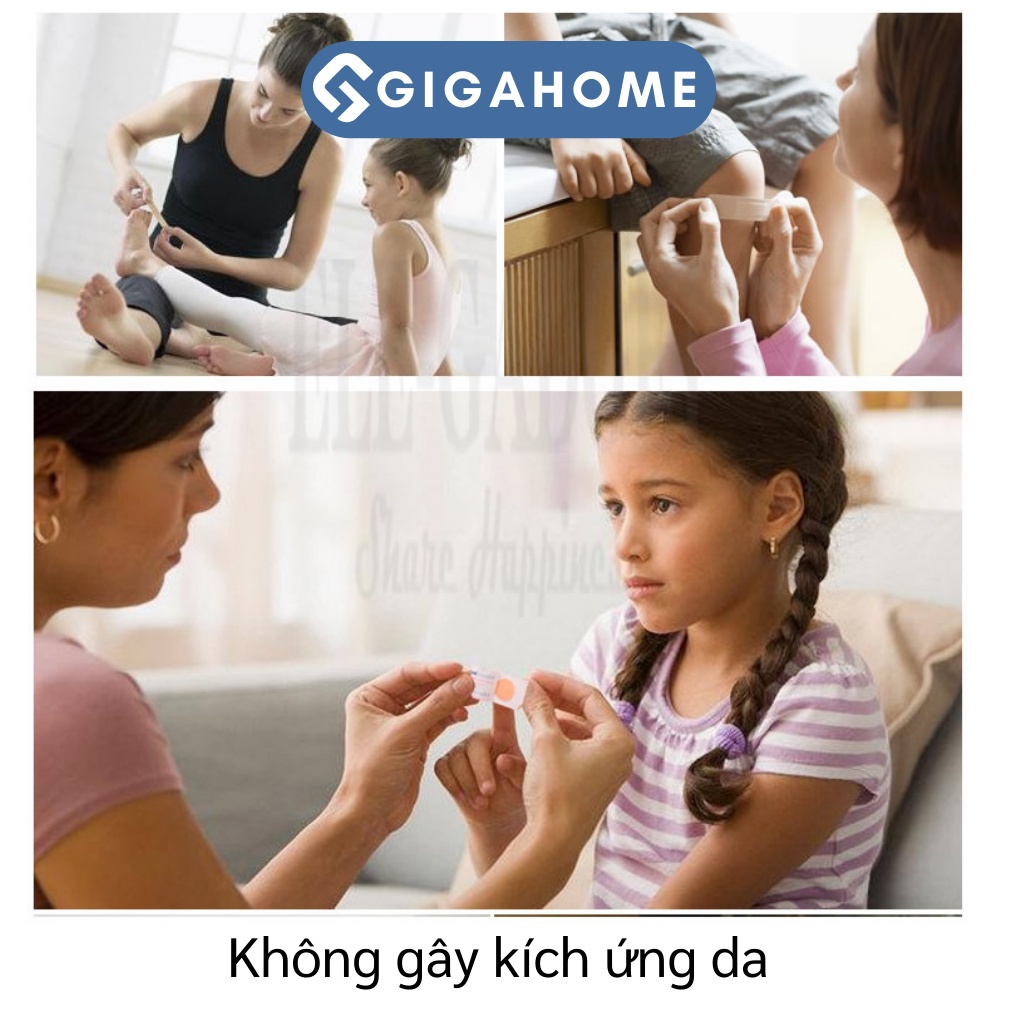 Hộp 100 Miếng Băng Cá Nhân 4 Loại GIGAHOME Chống Thấm Nước, Thoáng Khí 5228