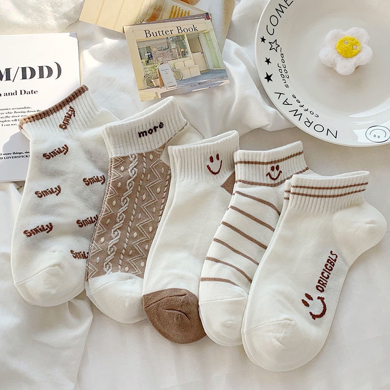 Vớ Thể Thao Cổ Thấp In Chữ Phong Cách Nhật Bản Dễ Thương Thời Trang Mùa Hè Cho Nữ