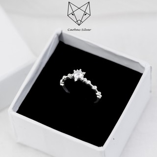Nhẫn bạc nữ s99 caobac silver thiết kế ổ đá đế hoa sen mini độc lạ, cá tính