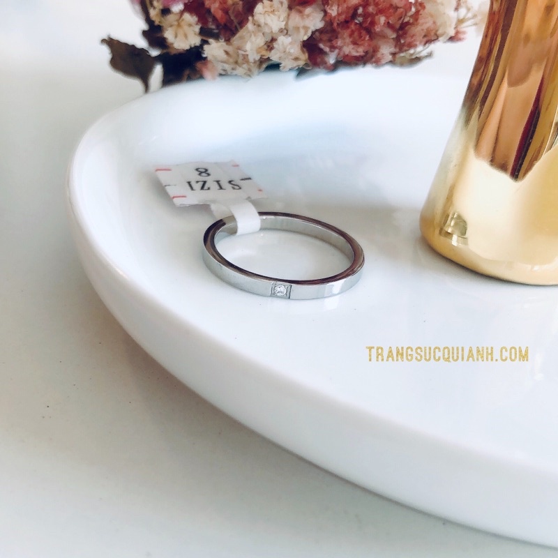 NHẪN TITAN BẠC ĐÍNH HẠT ĐÁ CHÌM