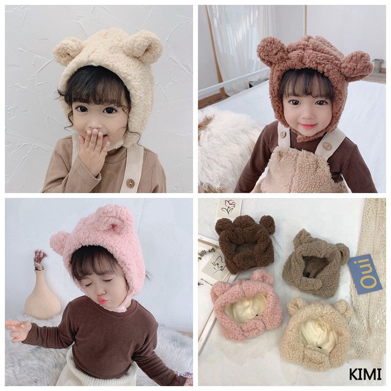 Mũ Len Tai Gấu Xinh Xắn Cho Bé