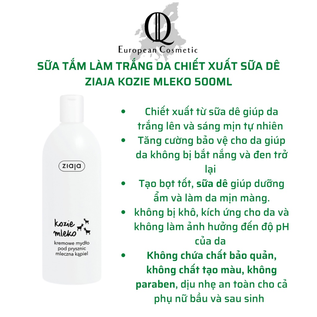 Sữa Tắm Trắng Da Ziaja Kozie Mleko chiết xuất Sữa Dê -500ML