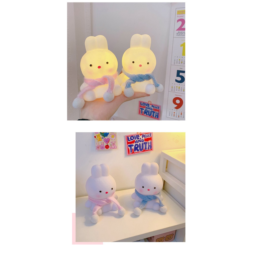 Đèn ngủ/ Đèn trang trí LED chú thỏ hồng dễ thương xinh xắn trang trí bàn học