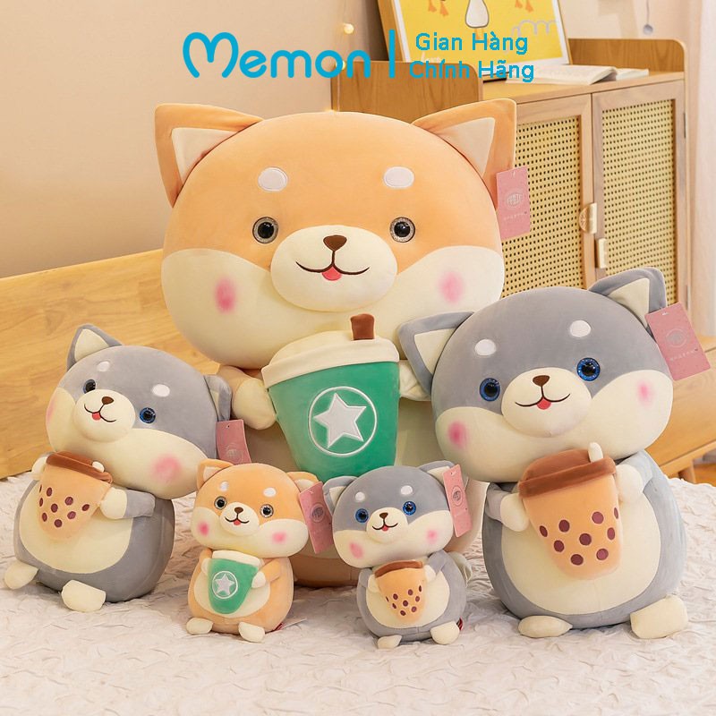 Gấu Bông Chó Shiba Ôm Trà Sữa Cao Cấp Memon