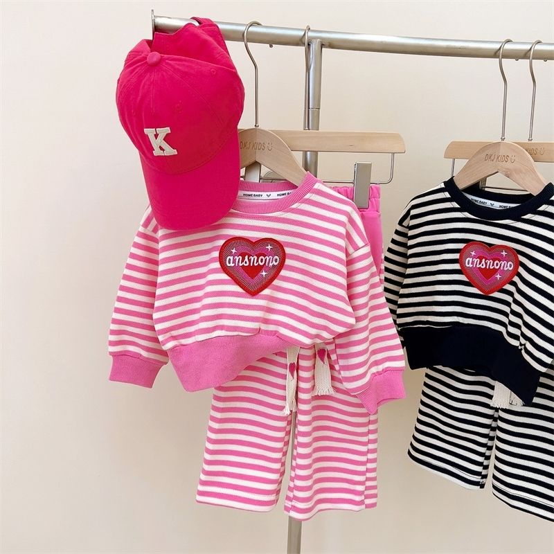 Bộ Đồ Thể Thao Hai Mảnh Áo Sweater Kẻ Sọc + Quần Ống Rộng Phong Cách Hàn Quốc Thời Trang Mùa Thu 2022 Mới Dành Cho Bạn