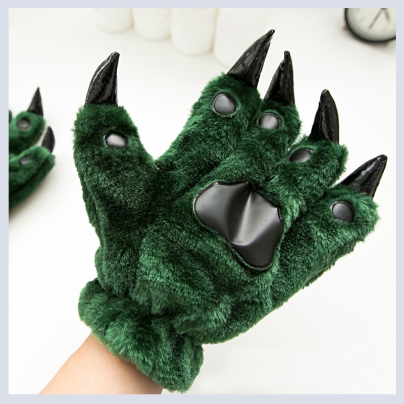 Găng Tay Flannel Mềm Mại Hình Móng Vuốt/Gấu/Khủng Long Cho Halloween
