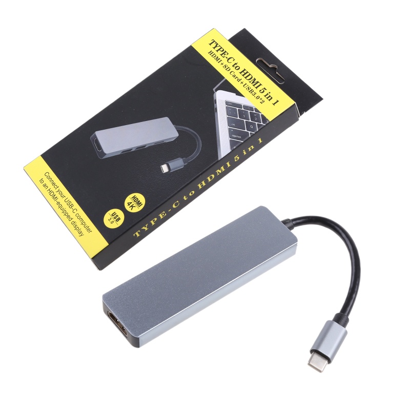 Bộ Hub USB C 5 Trong 1 Tốc Độ Cao Đầu Đọc Thẻ Nhớ SD / TF Chuyển Đổi USB3.0 4K 30Hz