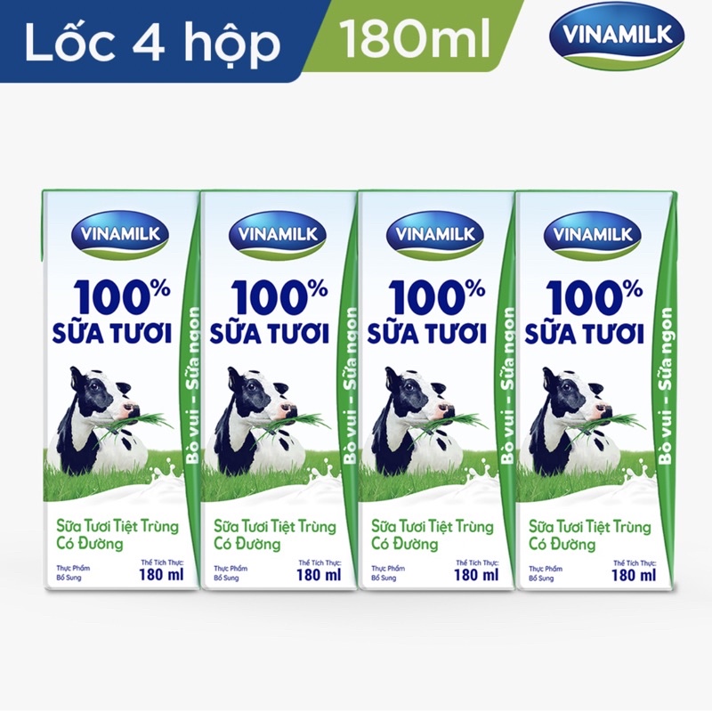 Sữa Tươi Tiệt Trùng Vinamilk - 180ml X 4 hộp