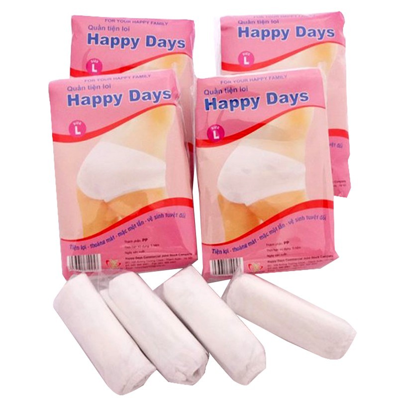 Quần lót giấy cotton Happy Days, quần lót dùng 1 lần cho mẹ bầu, quần lót cotton dùng sau sinh