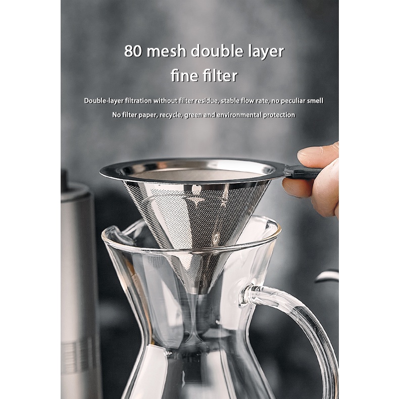 Bình pha cà phê ONEISALL bằng thủy tinh hai lớp có vạch chia 500ml