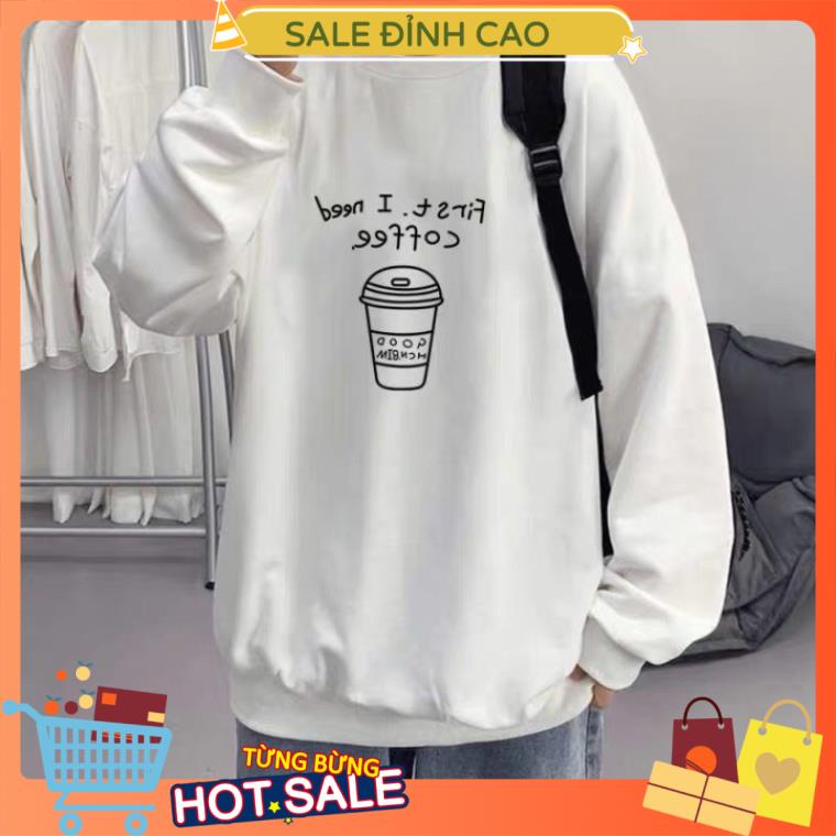 Áo sweater coffee hàn quốc, Áo hoodie form rộng Unisex nam nữ Giang Minh