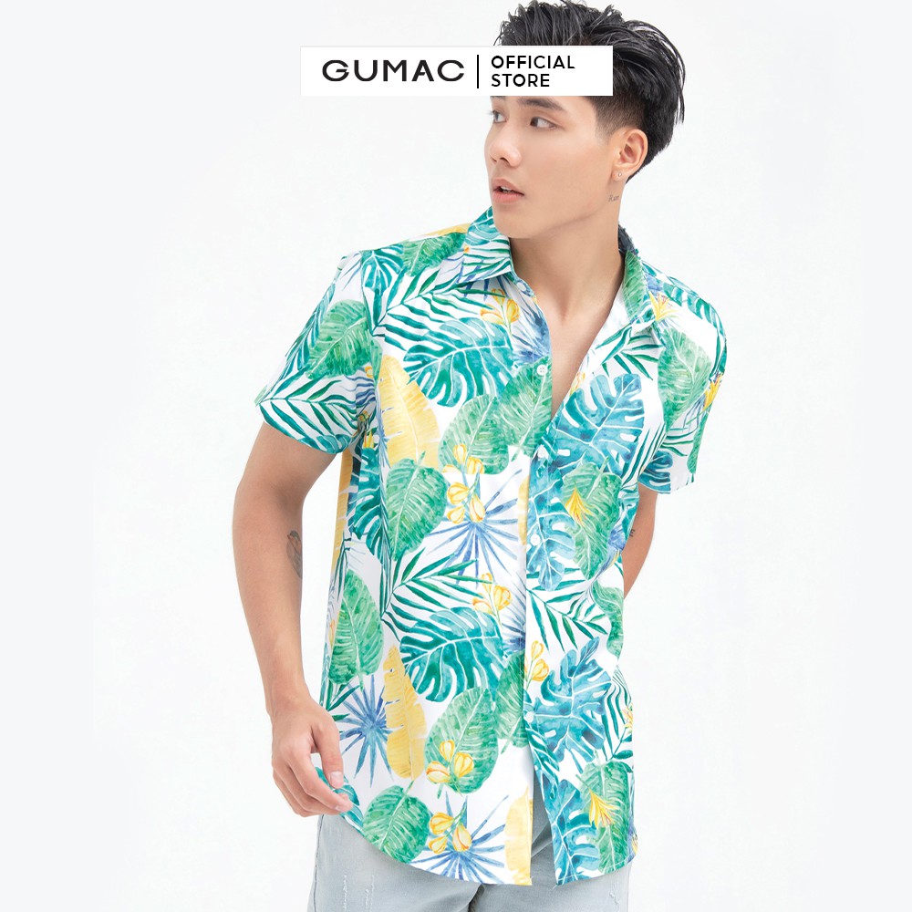 [Mã WABRGD12 giảm 10% đơn 250K] Áo sơ mi nam tay ngắn hình lá cọ GUMAC ANB6109 | BigBuy360 - bigbuy360.vn