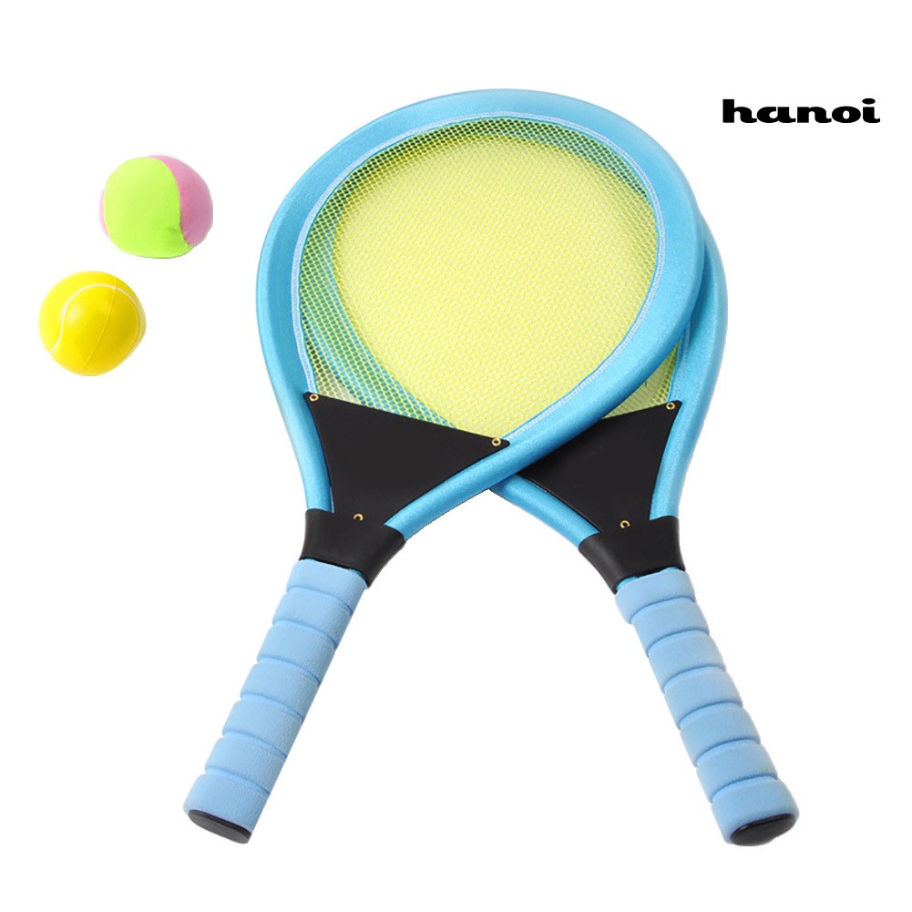 [QL]1 Pair Kids Children Outdoor Sport Safe Tennis Racket Play Game Toy with 2 Balls