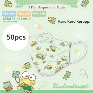 Bộ 50 khẩu trang 3 lớp in hình hello kitty my melody kero kero keroppi sanrio