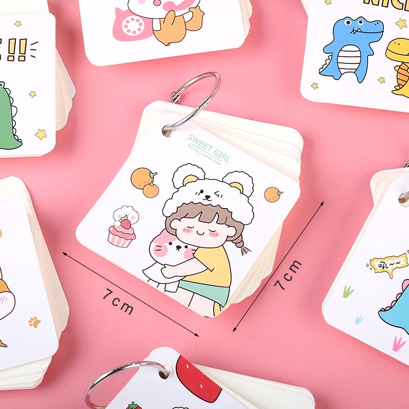 Flashcard trắng hoạt hình 80 trang