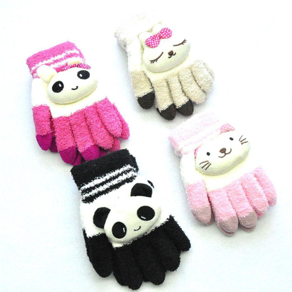 MIHAN1 Găng Tay Nhung Dày Dặn Kiểu Dáng Hoạt Hình Dễ Thương Xinh Xắn Cho
