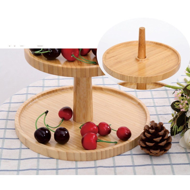 Giá kệ gỗ để bánh và hoa quả bằng gỗ Tre ghép thanh - Gỗ tự nhiên