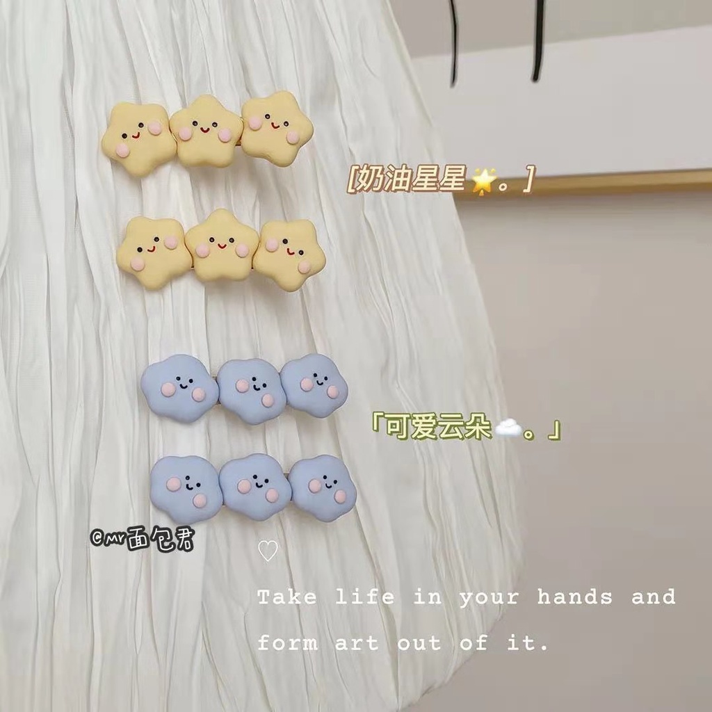 Kẹp tóc hình ngôi sao năm cánh/ đám mây/ trái tim phong cách Hàn Quốc