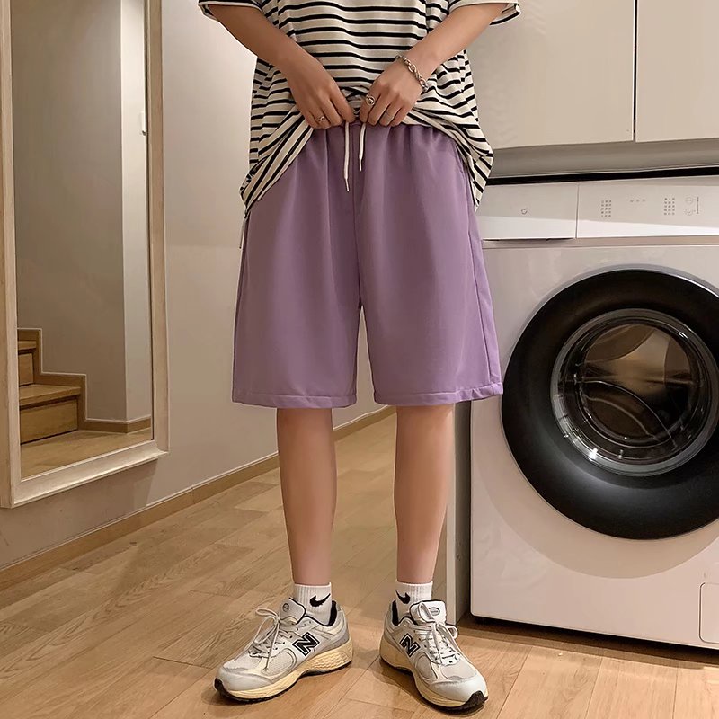 【M-5XL】Quần Thể Thao Ngắn Màu Trơn Thời Trang Unisex Chất Lượng Cao Phong Cách Hàn Quốc dây rút simple couple clothes