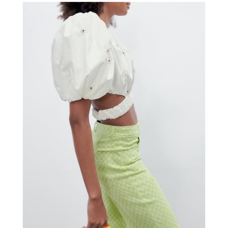 Zara Áo Sơ Mi Ngắn Tay Thêu Họa Tiết Thời Trang Mùa Hè Trẻ Trung 2320019Áo blouse