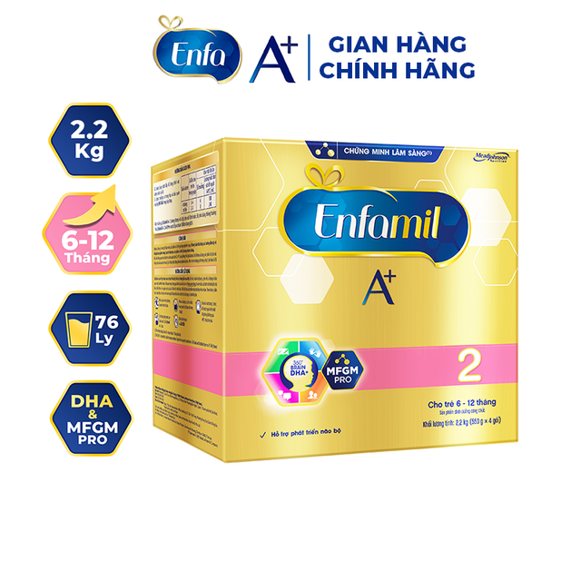 Sữa bột Enfamil A+ 2 Hộp giấy 2.2kg