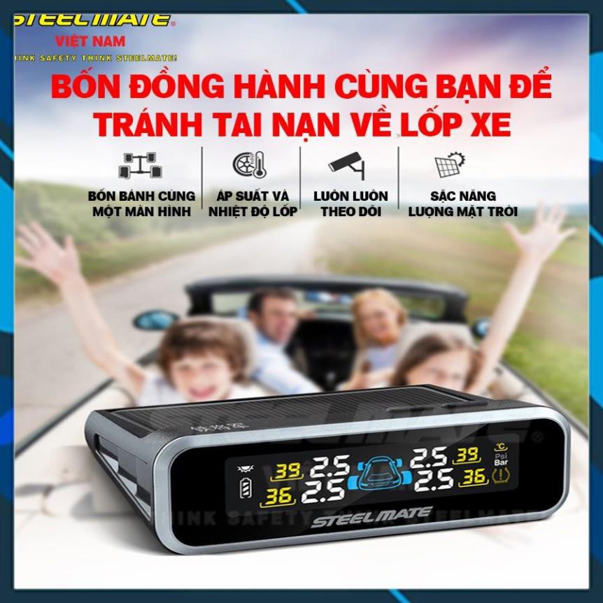 Cảm biến áp suất lốp van trong chính hãng STEELMATE hiển thị thông số - BẢO HÀNH 12 THÁNE có màn hình màu hiG