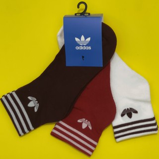 Pack 3 đôi Tất vớ Adidas Tref Ank SCK HC Authentic trắng đỏ đô