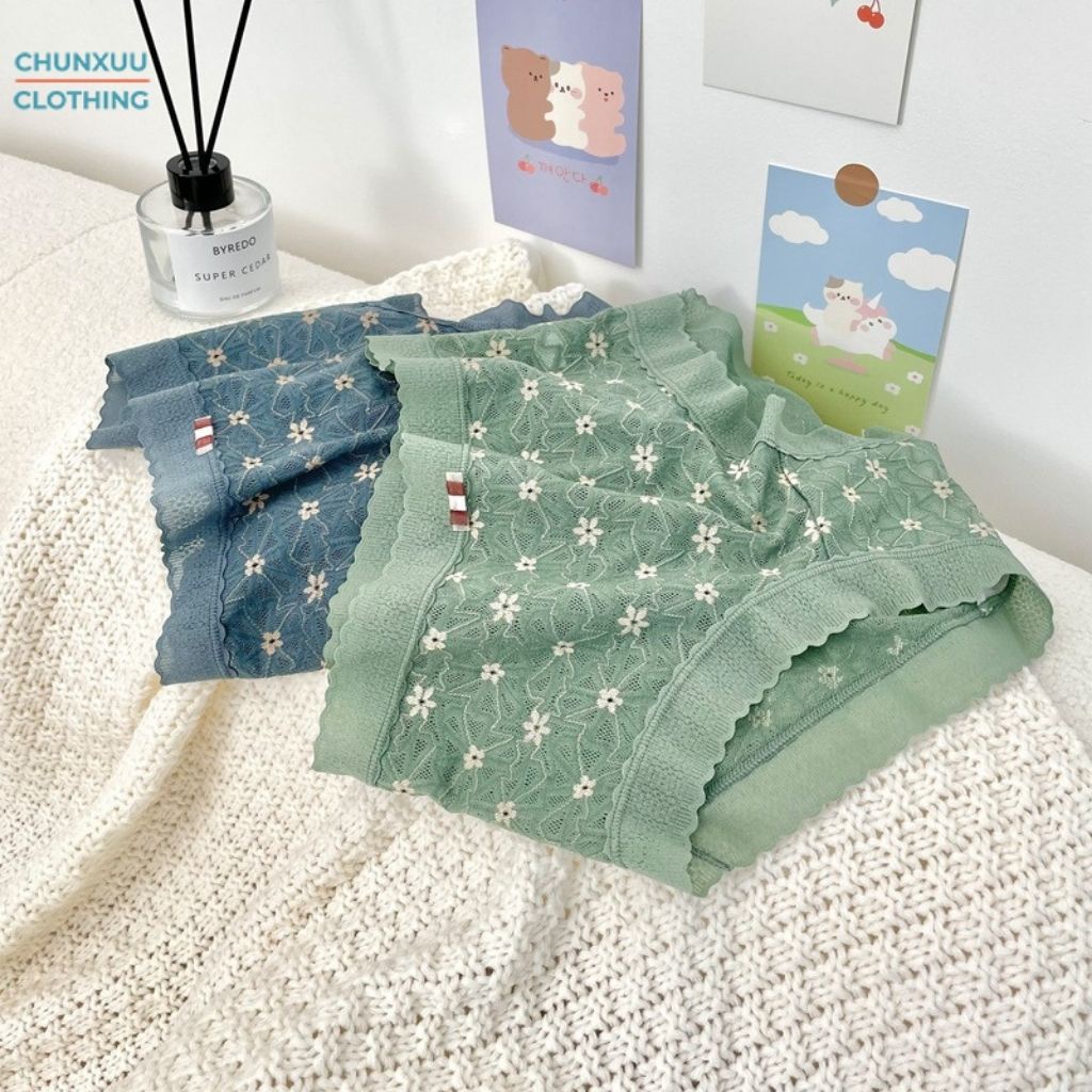 Quần lót nữ họa tiết hoa nhí phối ren viền Chunxuu, chất liệu ren gấm cao cấp - QC60