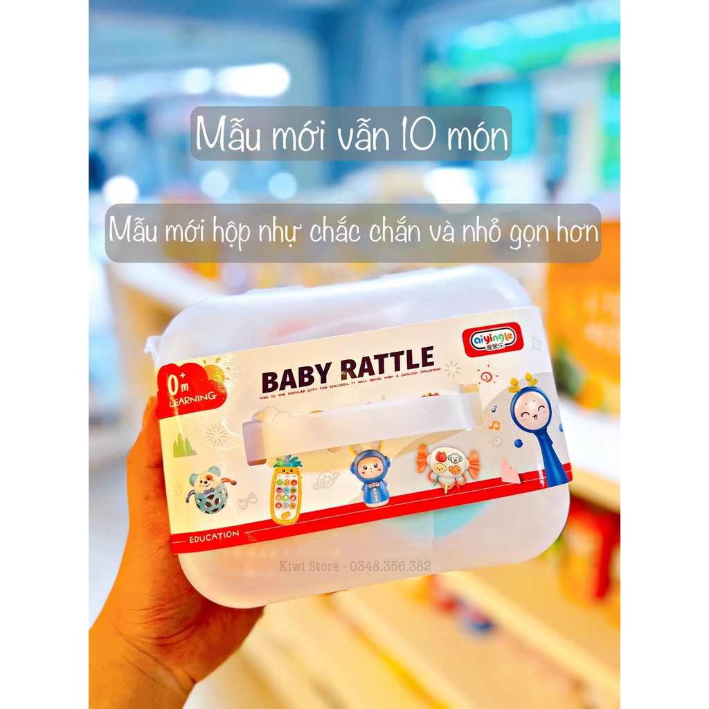 Bộ xúc xắc gặm nướu Baby Rattle mẫu mới cho bé ( hộp nhựa - 10 món )