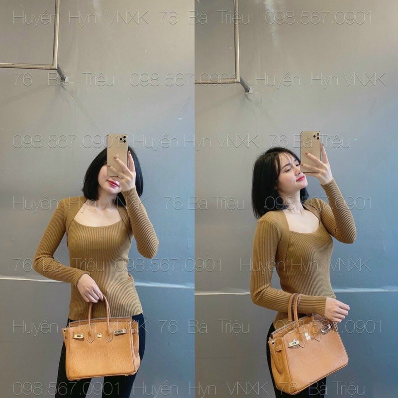 Áo len tăm cổ ume nữ QC cao cấp❤️Áo len nữ dài tay cổ vuông hàng QC❤️[free ship] | BigBuy360 - bigbuy360.vn