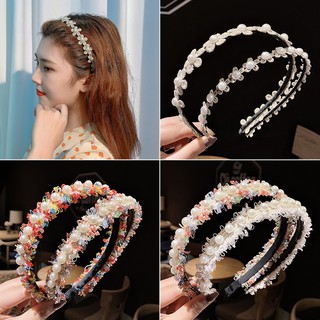 Cài tóc, băng đô vải dệp đính hạt trai nhân tao lấp lánh cho bạn gái, có mẫu cho bé gái Hàn Quốc