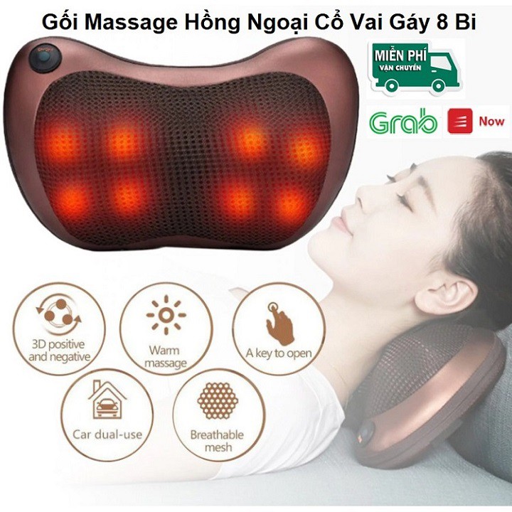 Gối Massage, Hồng Ngoại MAGIC &amp; Home 8 Bi Cao Cấp, Giảm Đau Mỏi Vai Gáy Cổ - Bảo Hành 12 Tháng