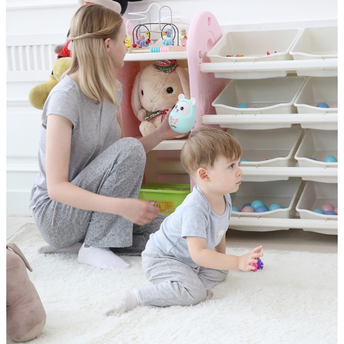 Kệ đồ chơi Pakey kèm giá sách trang trí phòng cho bé, bản dày cao to 112*36*92.5 cm