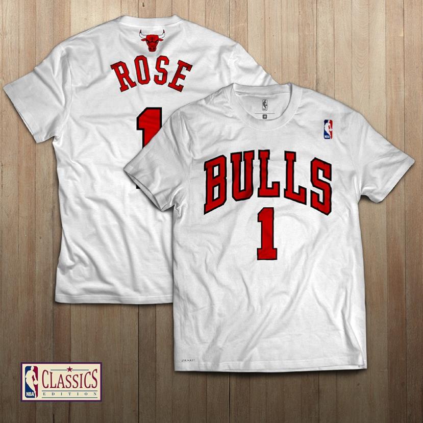 Áo thun bóng rổ Nba Chicago Bulls kiểu cổ điển cá tính 1 Derrick Rose !