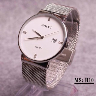 Đồng Hồ Nam Halei H10 Mặt Trắng Dây Lưới Tự Điều Chỉnh Kích Cỡ
