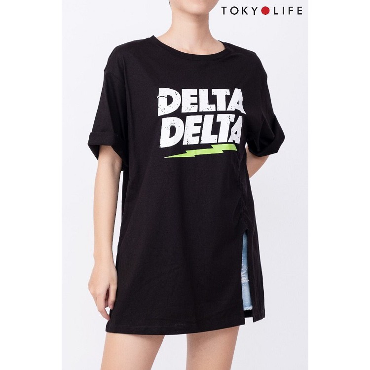 Áo thun Nữ dáng dài TOKYOLIFE xẻ vạt rút dây E9TSH041G