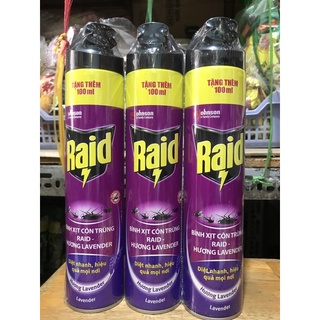 Xịt muỗi Raid và Xịt côn trùng Raid-mẫu mới 600ml hương cam/ Lavender