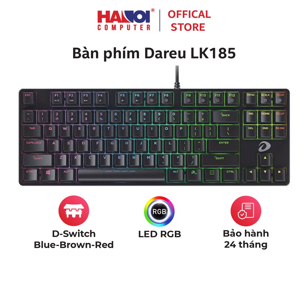 Bàn Phím cơ Dareu EK880, bàn phí máy tính tuổi thọ cao, hiệu ứng LED chuyển động mượt mà