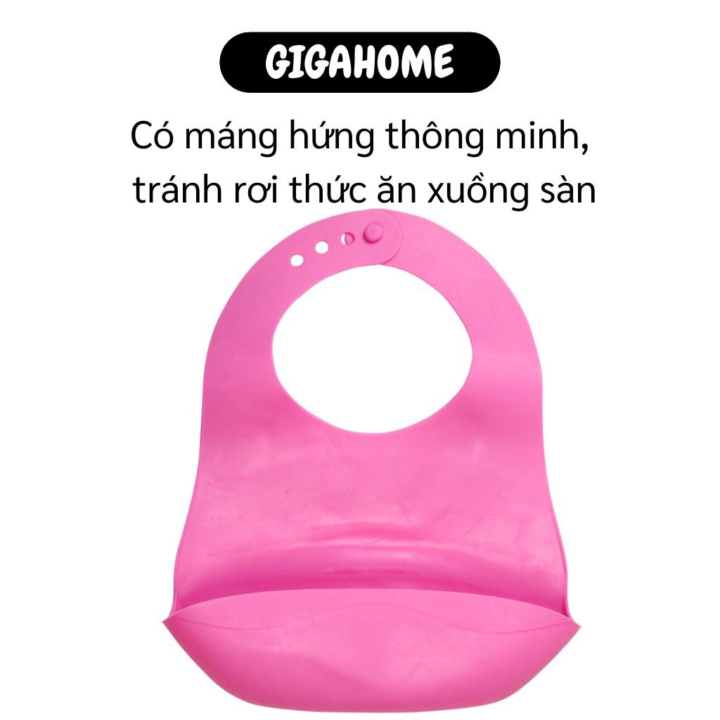 Yếm Ăn Dặm GIGAHOME Yếm Nhựa Có Máng Chống Rớt Đồ Ăn Xuống Đất. Có Nút Gài Điều Chỉnh 4969