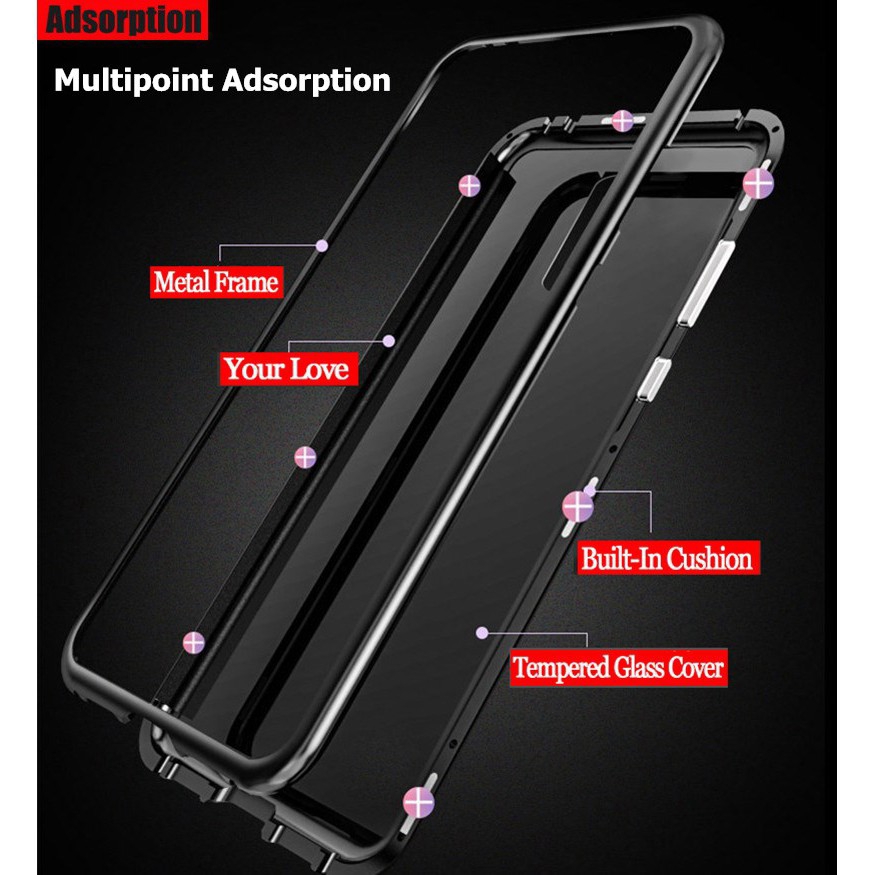 Casing Oneplus 7 OnePlus 6T Oneplus 6 5T 1+6T 1+6 1+7 Pro Case Magnetic Metal Frame Glass Cover