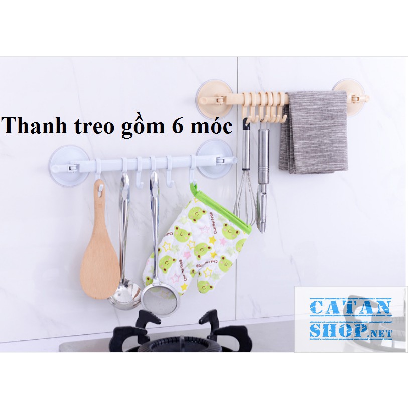 Thanh móc treo đồ nút hít tường,tủ quần áo, nhà bếp, có 6 móc chịu lực tiết kiệm diện tích (giao màu ngẫu nhiên)