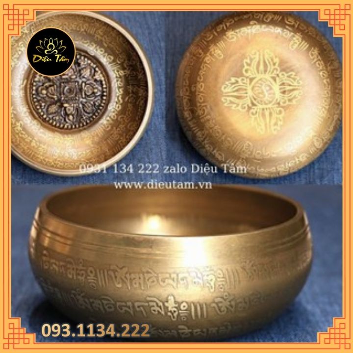 Chuông xoay Nepal thủ công handmade chọn mẫu kèm dùi da